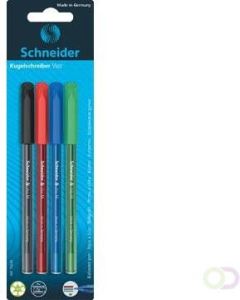 Schneider Balpen Vizz medium punt blister van 4 stuks in geassorteerde kleuren