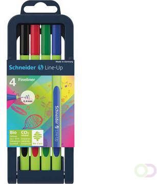 Schneider fineliner Line Up etui van 4 stuks in geassorteerde kleuren