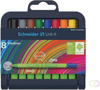 Schneider fineliner Link-it opstelbaar etui van 8 stuks in geassorteerde kleuren