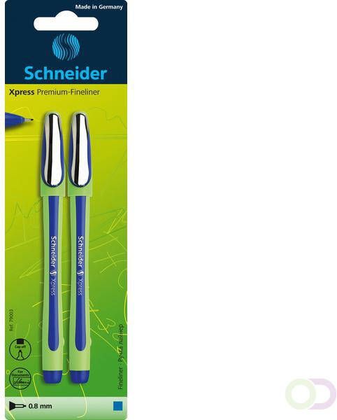 Schneider fineliner Xpress 0 8mm 2 stuks op blister blauw