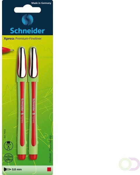 Schneider fineliner Xpress 0 8mm 2 stuks op blister rood