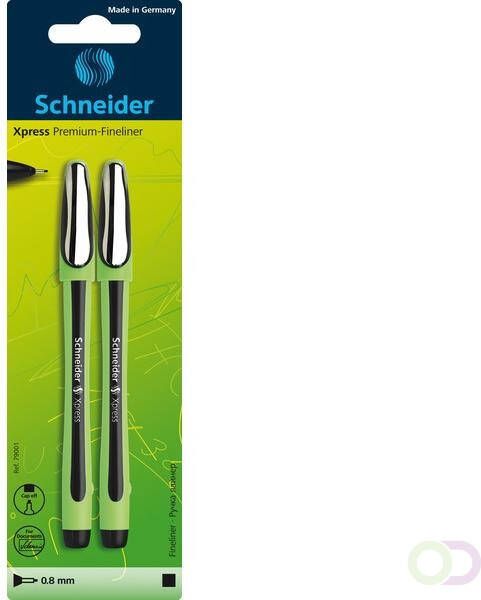 Schneider fineliner Xpress 0 8mm 2 stuks op blister zwart