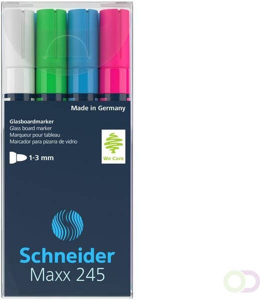 Schneider Marker Maxx 245 4st. in etui blauw groen wit roze
