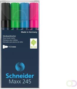 Schneider Marker Maxx 245 4st. in etui zwart blauw groen roze