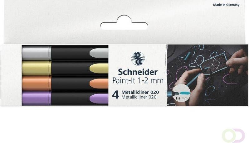 Schneider Metallic liner Paint-it 020 1-2mm etui 4st. (metallic zilver goud koper
