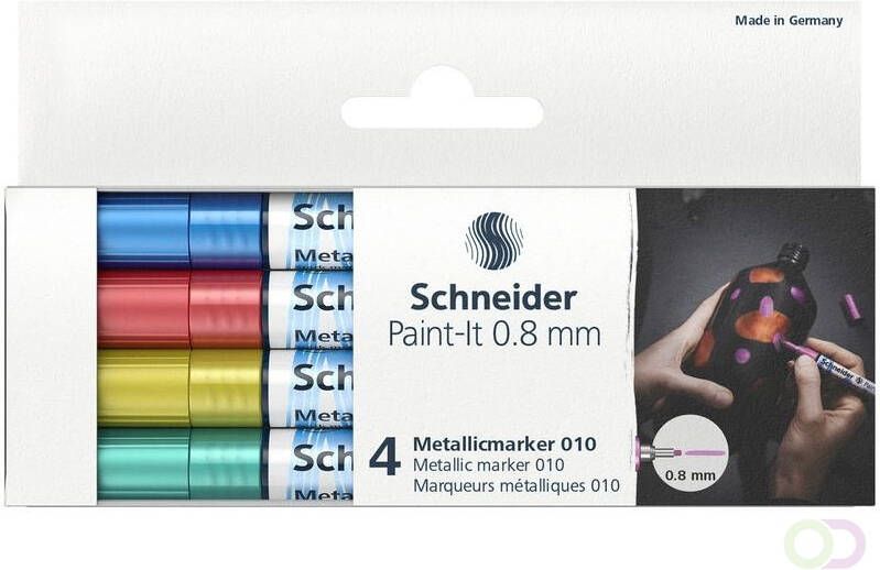 Schneider Metallic marker Paint-it 010 0.8mm etui 4st. (metallic blauw rood