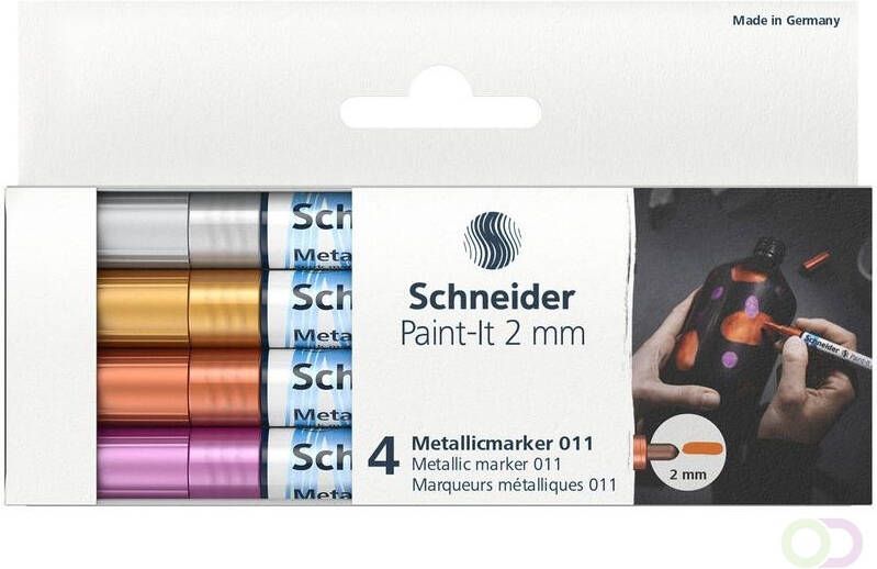 Schneider Metallic marker Paint-it 011 2mm etui 4st. (metallic zilver goud