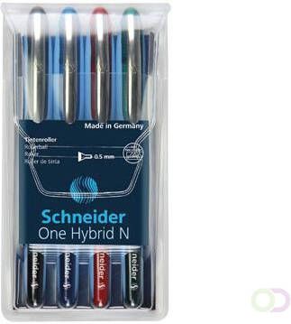 Schneider Roller One Hybrid N 0 5 mm lijndikte etui van 4 stuks in geassorteerde kleuren
