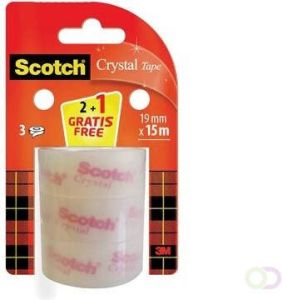 Scotch Crystal tape 19 mm x 15 m 2 rollen + 1 gratis