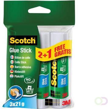 Scotch lijmstift permanent 21 g blister van 2 + 1 stuk gratis