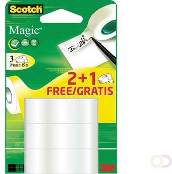 Scotch Magic plakband Ft 19 mm x 15 m 2 + 1 gratis