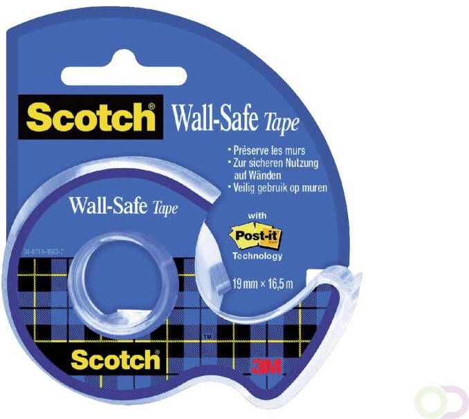Scotch Plakband 19mmx16.5m Wall Safe + handafroller