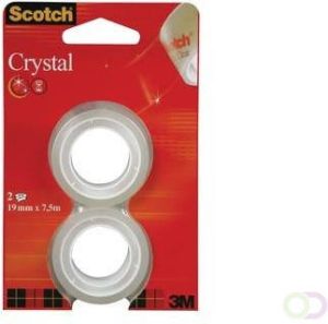 Scotch Plakband Crystal ft 19 mm x 7 5 m blister met 2 rolletjes