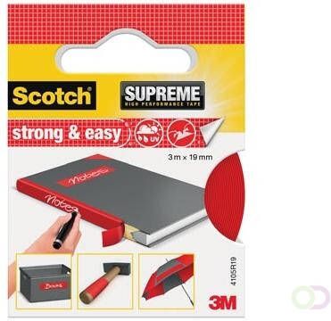 Scotch Supreme reparatietape Strong &amp Easy ft 19 mm x 3 m rood blisterverpakking