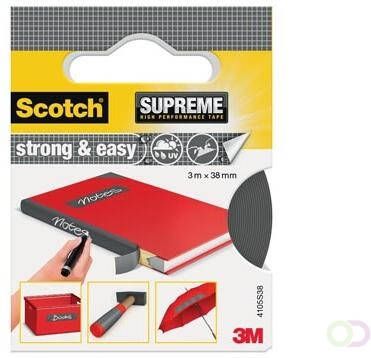 Scotch Supreme reparatietape Strong & Easy ft 38 mm x 3 m grijs blisterverpakking