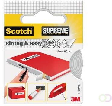 Scotch Supreme reparatietape Strong & Easy ft 38 mm x 3 m wit blisterverpakking