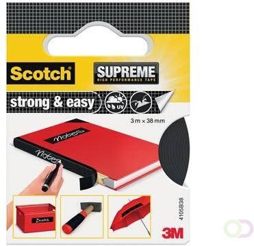 Scotch Supreme reparatietape Strong & Easy ft 38 mm x 3 m zwart blisterverpakking