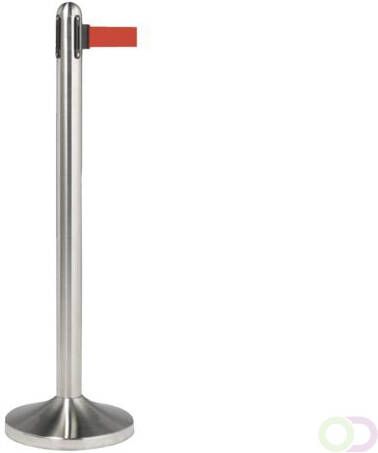 Securit Afzetpaal RVS met rolband 210cm rood