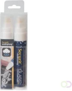 Securit Waterproof krijtmarker large wit blister met 2 stuks