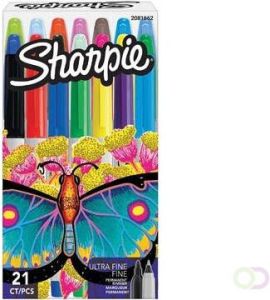 Sharpie permanente marker fijn en extra fijn doos van 21 stuks in geassorteerde kleuren