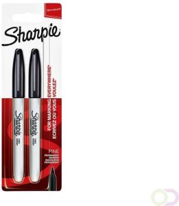 Sharpie Viltstift rond 0.9mm zwart blister Ã  2 stuks