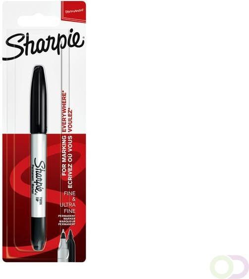 Sharpie Viltstift rond Twin tip ultra fijn & fijn zwart blister Ã  1 stuk
