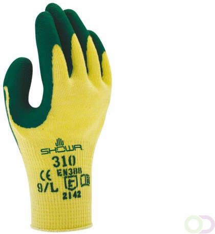 Showa Handschoen 310 grip latex groen geel smal