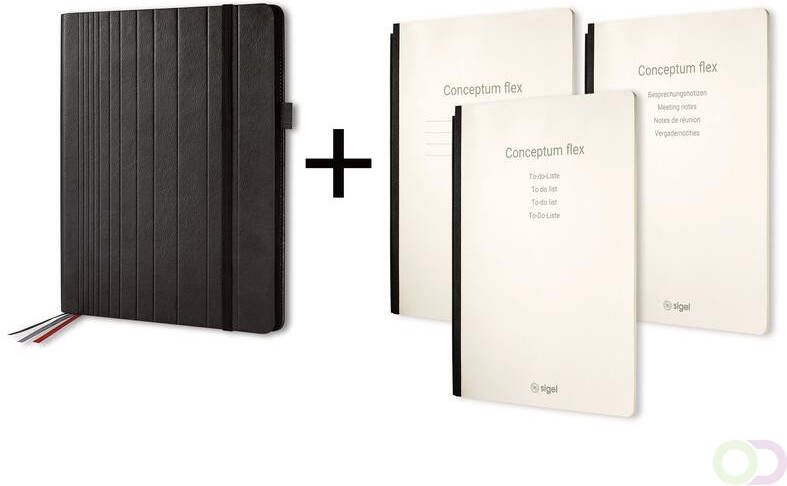 Sigel Business Organiser Conceptum Flex Kunstleer A4 zwart gevuld met schrift geruit to-do-list schrift en
