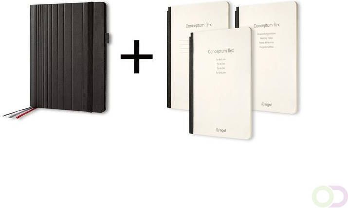 Sigel Business Organiser Conceptum Flex Kunstleer A5 zwart gevuld met schrift geruit to-do-list schrift en
