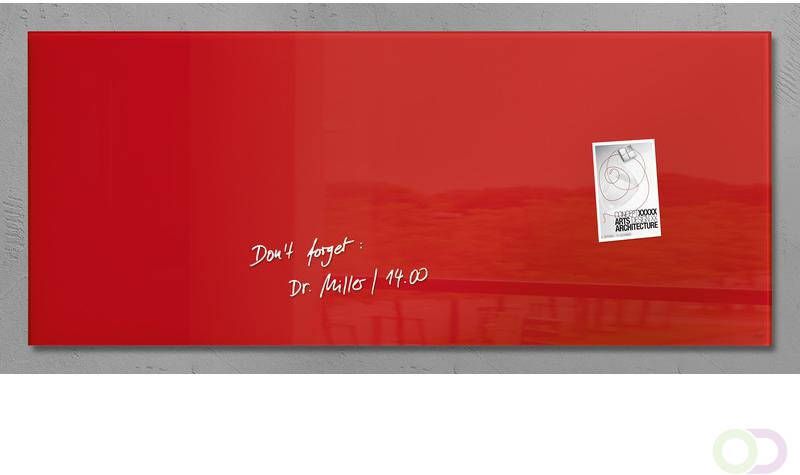 Sigel glasmagneetbord Artverum 1300x550x15mm rood