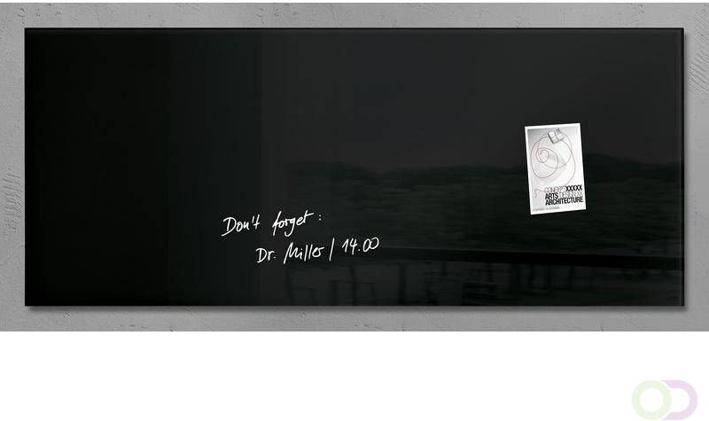 Sigel glasmagneetbord Artverum 1300x550x15mm zwart