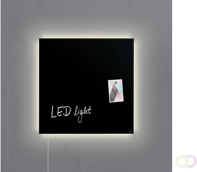 Sigel Glasmagneetbord Artverum LED 480x480x15 zwart