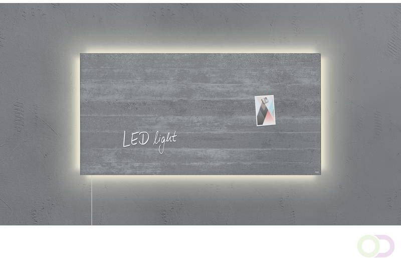 Sigel Glasmagneetbord Artverum LED 910x460x15 betondesign