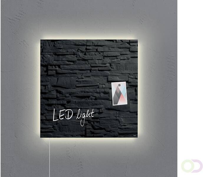 Sigel Glasmagneetbord Artverum LED light 480x480x15 leisteen