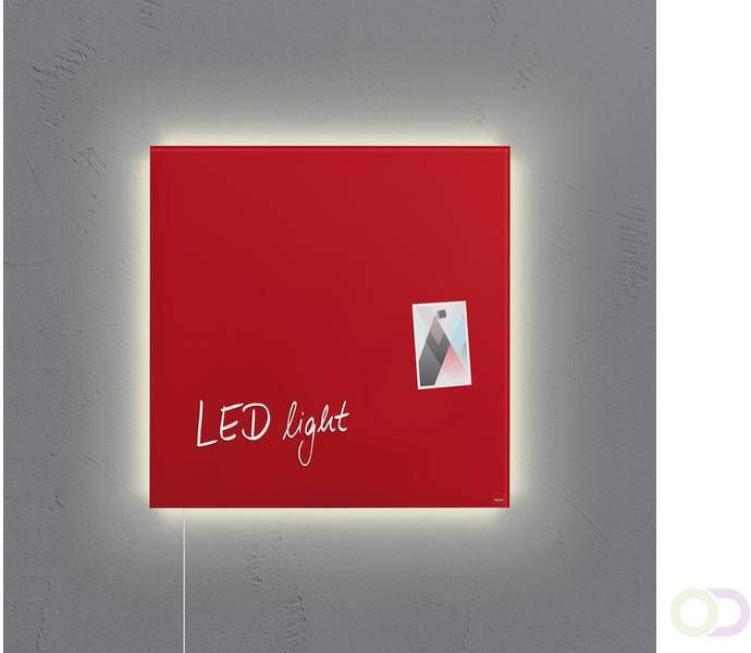 Sigel Glasmagneetbord Artverum LED light 480x480x15 rood