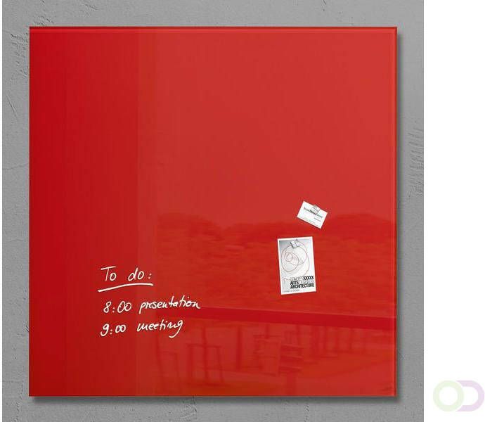 Sigel glasmagneetbord XL Artverum 1000x1000x18mm rood