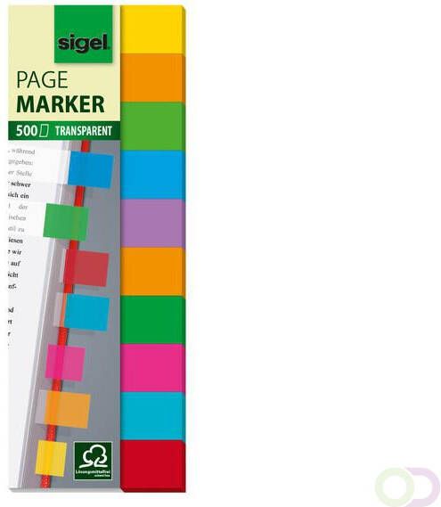 Sigel *indexeringsstrookjes 10 kleuren assorti 44x12 5mm 500 vel