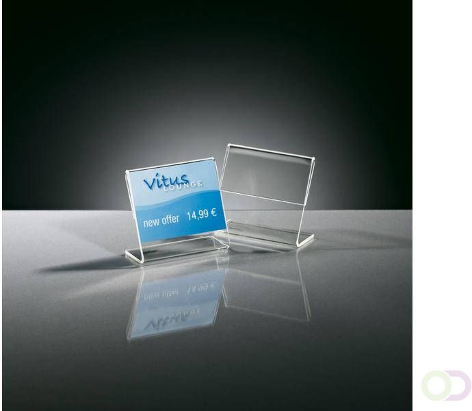 Sigel info prijsstandaard A9 dwars transparant acryl doos a 10 stuks