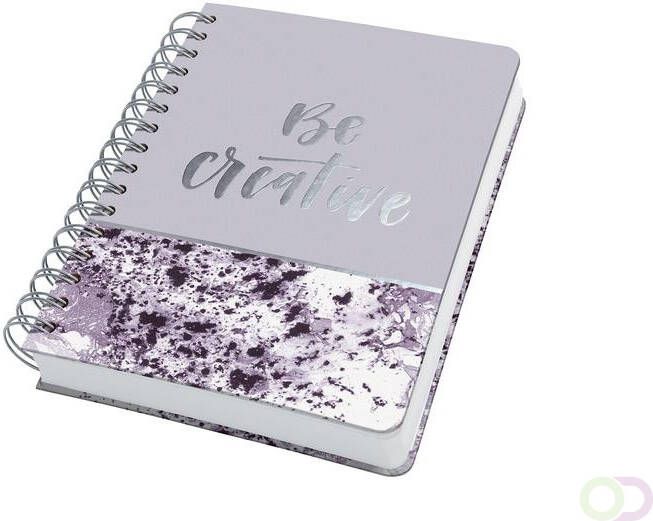 Sigel Notitieboek Jolie A5 Violet Marble Spiraal Hardcover puntgeruit met insteekvak