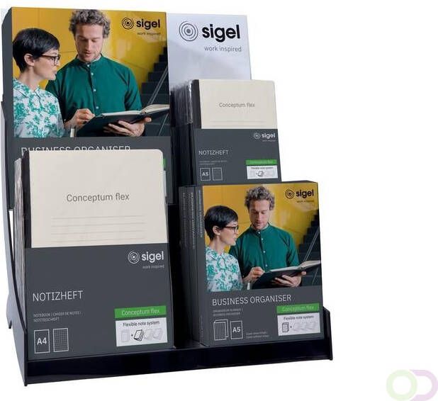 Sigel Toonbankdisplay Conceptum Flex. Zwart acryl met topper b47xh53xd30cm