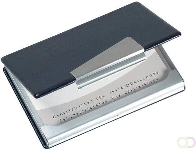 Sigel Visitekaarthouder VZ131 voor 20 kaarten 90x58mm aluminium met leer zwart