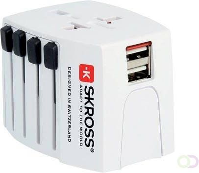 Skross wereldstekker met dubbele USB poort