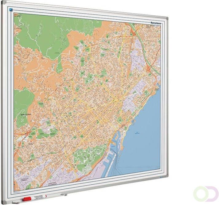 Smit Visual Landkaart bord Softline profiel 8mm Barcelona 1100x1100mm