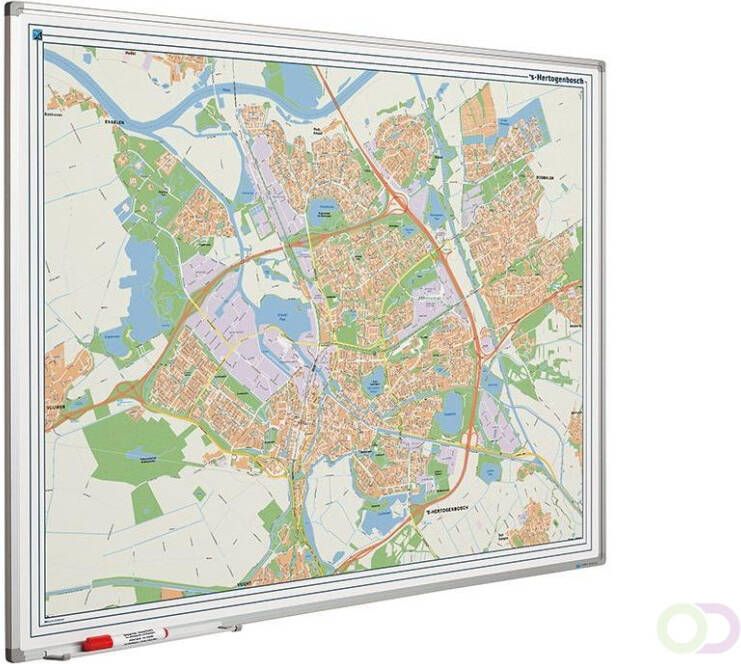 Smit Visual Landkaart bord Softline profiel 8mm Den Bosch 1000x1300mm