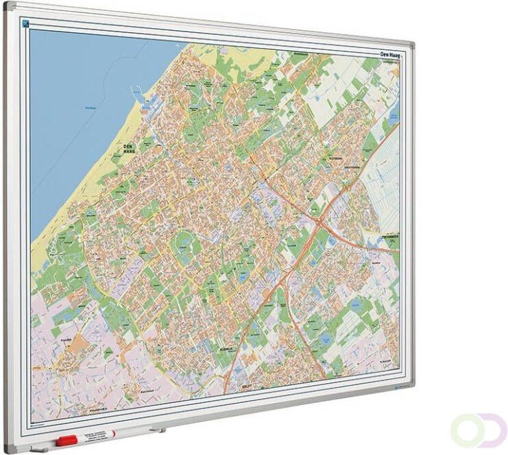 Smit Visual Landkaart bord Softline profiel 8mm Den Haag 1000x1300mm