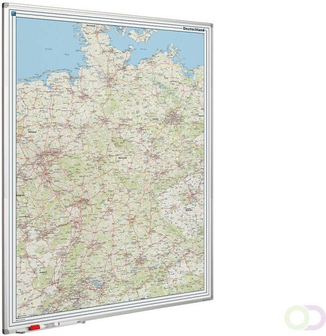 Smit Visual Landkaart bord Softline profiel 8mm Duitsland Wegenkaart 900x1200mm