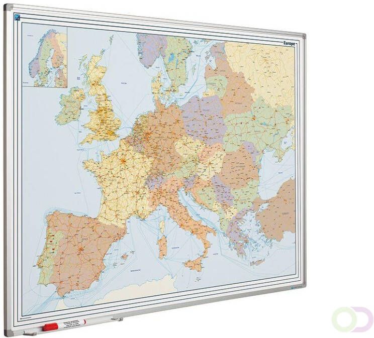 Smit Visual Landkaart bord Softline profiel 8mm Europa 900x1200mm