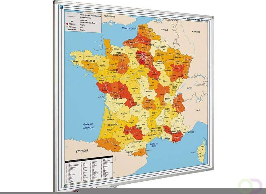 Smit Visual Landkaart bord Softline profiel 8mm Frankrijk PC 1000x1000mm