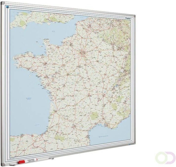 Smit Visual Landkaart bord Softline profiel 8mm Frankrijk Wegen