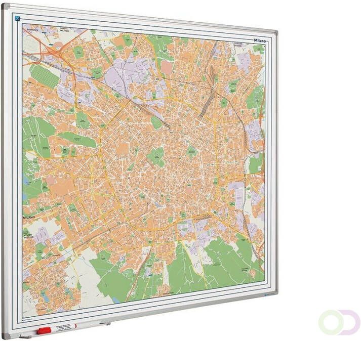 Smit Visual Landkaart bord Softline profiel 8mm Milaan 1100x1100mm